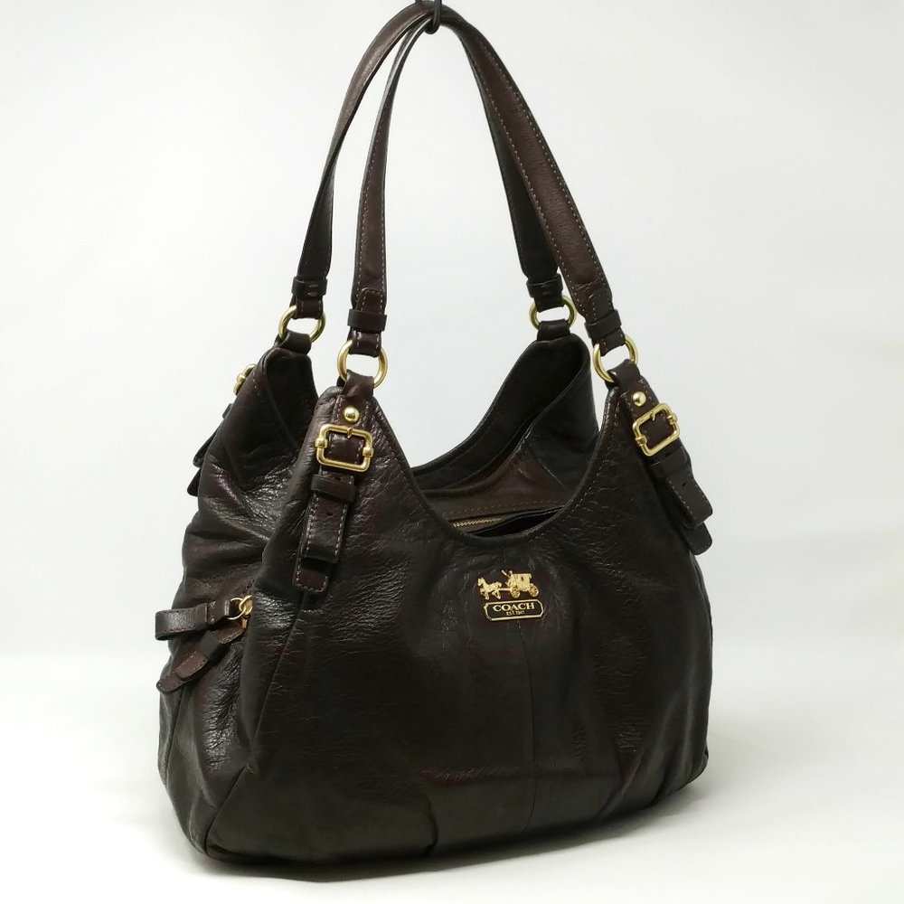 Coach Madison Handbag Dark Brown Leather Bag 16503